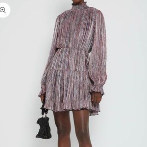 NWT O.P.T. Metallic Lluvia Long Sleeve Mini Dress